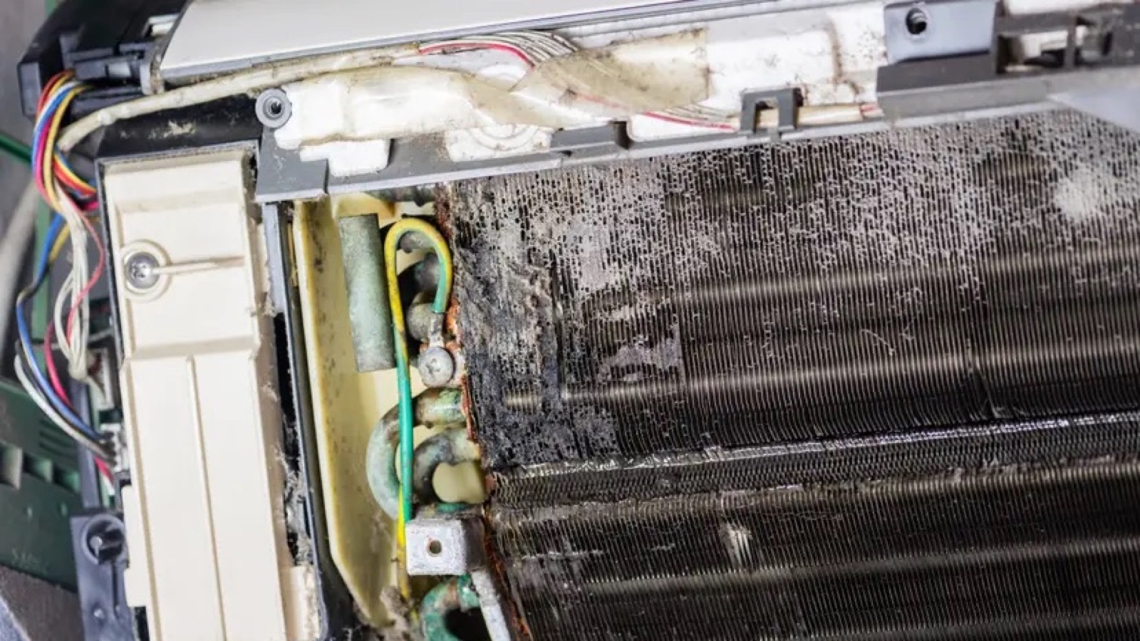 Dirty air conditioning evaporator coil requiring service